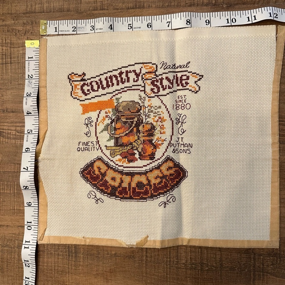 Counted Cross-Stitch completed Country Style Spices 11”x12” panel